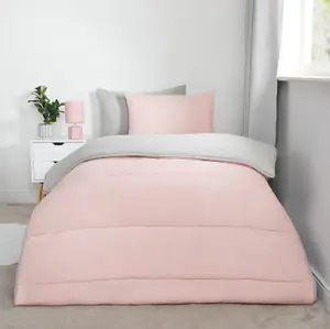 Coverless 10.5 Tog Duvet & Pillowcase, Blush/Grey - Single