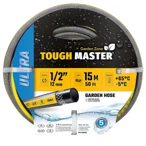 TOUGH MASTER Garden Hose Heavy Duty 3 Layer Flexible Reinforcement UV & Algae Resistant for Garden,Pressure Washer- 15m 50ft