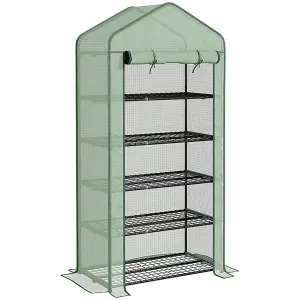 Outsunny Widened Mini Greenhouse 5 Tier Green House, 193H x 90W x 49Dcm, Green