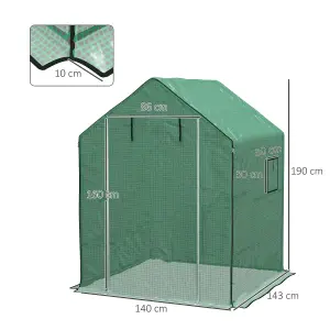 Outsunny Walk-in Greenhouse Cover Replacement with Door and Mesh Windows, Green