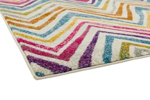 MultiColoured Funky Modern Abstract Easy To Clean Dining Room Rug-160cm X 230cm