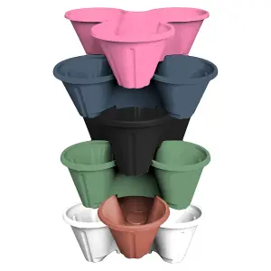 simpa 6PC Random Multicolour Strawberry Trio Pot Planters.