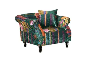 Fabric Green Patchwork 1 Seater Avici Shout Sofa