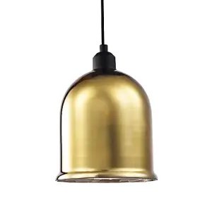 Contemporary Bell Shaped Gold Plated Glass Pendant Light Shade with Lower Rim