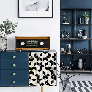 Geometric Black White Self-Adhesive Vinyl Decor DIY Arts Craft Furniture Wall