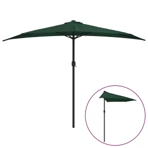 Berkfield Balcony Parasol with Aluminium Pole Green 300x150 cm Half