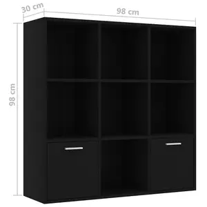 Berkfield Book Cabinet Black 98x30x98 cm Engineered Wood