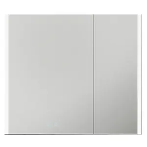 800 x 700mm IP44 LED Twin Bathroom Mirror Cabinet - Bluetooth Speaker & Demister