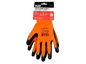 Hi-Vis Orange Foam Latex Coated Gloves - Large (Size 9)