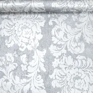 Floral Damask Grey Wallpaper Shimmer Metallic Silver Paste The Paper Smooth