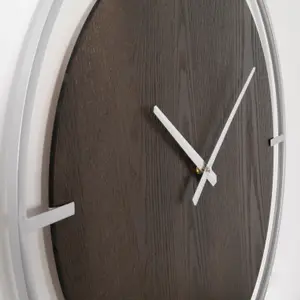 Minimalist Wood & Silver Wall Clock