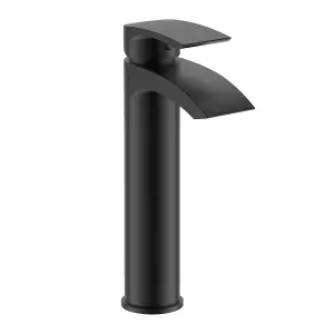 Nes Home Vigan Bathroom Basin Mixer Tall Tap & Waste Matte Black