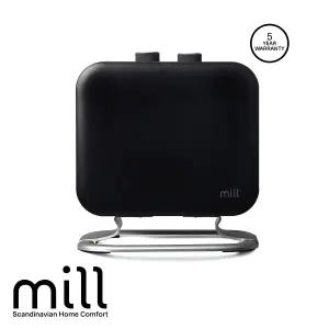 Mill Compact Fan Heater 1800W with Aluminium Foot - Black