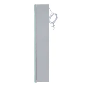 Frameless 2-Door LED Mirrored Bathroom Cabinet with Clock Display W 600mm x H 700mm