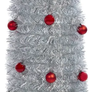 6ft Slim Trevalli Ice white LED Pre-decorated Pre-lit Silver effect Artificial christmas tree