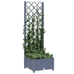 Berkfield Garden Planter with Trellis Dark Grey 40x40x121.5 cm PP