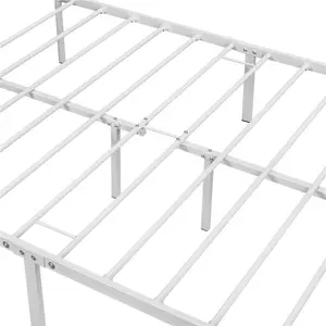 Metal Bed Frame with Headboard/Under-Bed Storage White / Double (4'6)