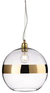 Luminosa Saturn 1 Light Globe Ceiling Pendant Gold, Clear Glass, E27