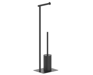 Cosmic Free Standing Toilet Brush/Paper Holder Matte Black Essentials