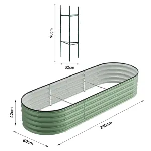 240cm W x 80cm D Light Green Galvanized steel Raised Garden Bed Kit Raised Planter Box Bottomless for Gardening