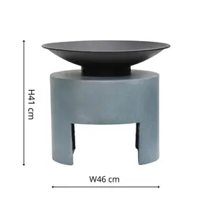 Fire Pit & Oval Console Cement H41Cm W46Cm