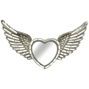 Silver Mosaic Heart Angel Wings Hanging Mirror Home Decor Wall Hanging Decoration