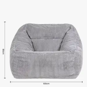 icon Morgan Corduroy Armchair Bean Bag and Pouffe Set Grey Giant Bean Bag Chair