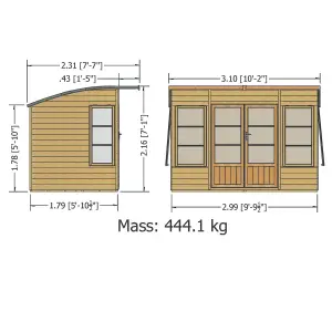 Shire Orchid curved roof 10x6 ft & 4 windows Curved Wooden Summer house