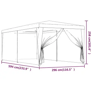 Berkfield Party Tent with 6 Mesh Sidewalls Green 3x6 m HDPE