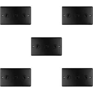 5 PACK 3 Gang Triple Retro Toggle Light Switch MATT BLACK 10A 2 Way Plate