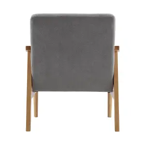 Grey Modern Wooden Frame Upholstered Recliner Chair Armchair