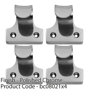 4 PACK - Cast Sash Window Lift Pull Handle 32mm Fixing Centres 48 x 45mm Polished Chrome