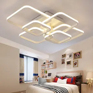 Modern 6 Lamp Square Tiered Modern Acrylic LED Energy Efficient Semi Flush Ceiling Light Fixture Dimmable