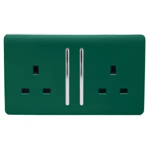 Trendiswitch DARK GREEN 2 Gang Long Switched Socket