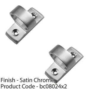 2 PACK - Vertical Fixed Ring Sash Window Lift Handle 44 x 12mm 25mm Dia Satin Chrome