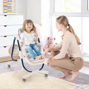 Costway Folding Baby High Chair Height Adjustable Convertible High Chair W/ Removable Tray