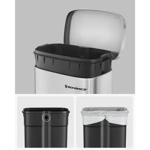 Steel Step On Rubbish Bin - 30L Silver