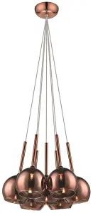 Luminosa Spring 7 Light Cluster Pendant Copper with Glass Shades, G9