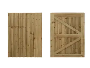 Featheredge wooden garden and side gate, fully framed and capped (v2)(H-900, W-1550, natural (light green) finish)