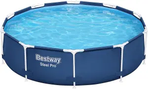 10ft Bestway Steel Pro Frame Pool Set Round Above-Ground Swimming Pool