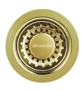 Clearwater Deco 90mm Kitchen Sink Basket Strainer Waste Gold PVD - W90G