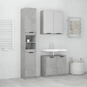 Berkfield 3 Piece Bathroom Cabinet Set Concrete Grey Engineered Wood