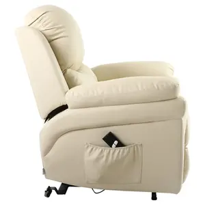 Madison Single Motor Electric Riser Rise Recliner Bonded Leather Armchair Electric Lift Chair (Cream)