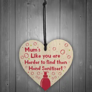 Red Ocean Funny Mum Gift Hand Sanitiser Mothers Day Gift Keepsake Birthday Gift For Mum Handmade Wooden Heart Sign