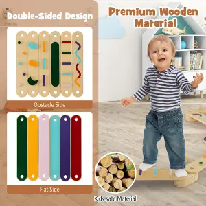 Costway Montessori Balance Beam Set Wooden Balance Boards Indoor Gift Toy Set