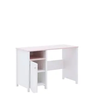 Stylish Mia Computer Desk in White Matt & Pink - Ideal Study Space (H)760mm x (W)1100mm x (D)510mm, Versatile Design