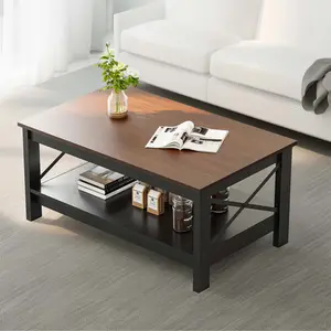 O'Kean 4 Legs Coffee Table with Storage Black / Walnut 