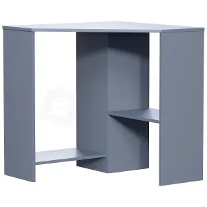 Vida Designs Hetton Grey 2 Shelf Corner Computer Desk With Shelves