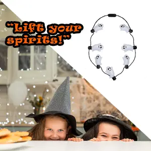 Halloween Ghost Necklace with LED Light Up Trick or Treat Party  White