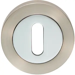 50mm Lock Profile Escutcheon 10mm Depth Concealed Fix Satin Nickel/Chrome